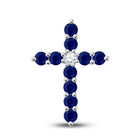 Radiant Blue Sapphire Cross Pendant | 10kt White Gold Womens Gemstone Cross Pendant 7/8 Cttw - Splendid Jewellery