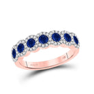 Radiant Blue Sapphire Diamond Band | 14kt Rose Gold Women's Ring | Splendid Jewellery - Splendid Jewellery