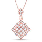 Radiant Blue Sapphire Square Pendant in 14kt Rose Gold with Diamond Accents - Splendid Jewellery