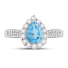 Radiant Blue Topaz Splendor Ring Front view from the 10Kt White Gold Womens Pear Lab Created Blue Topaz Solitaire Ring 2 Cttwpin200265 collection by Splendid Jewellery