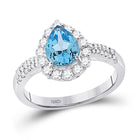 Radiant Blue Topaz Splendor Ring Top view from the 10Kt White Gold Womens Pear Lab Created Blue Topaz Solitaire Ring 2 Cttwpin200265 collection by Splendid Jewellery