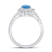 Load image into Gallery viewer, Radiant Blue Topaz Splendor Ring Side 2 view from the 10Kt White Gold Womens Pear Lab Created Blue Topaz Solitaire Ring 2 Cttwpin200265 collection by Splendid Jewellery