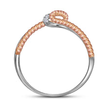 Load image into Gallery viewer, Radiant Brilliance: 10kt Two-tone Gold Womens Round Diamond Rope Band Ring 1/12 Cttw Side View 2 from Splendid Jewellery