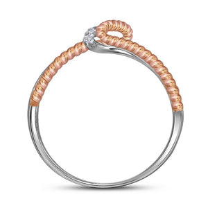 Radiant Brilliance: 10kt Two - tone Gold Womens Round Diamond Rope Band Ring 1/12 Cttw - Splendid Jewellery