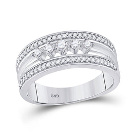 Radiant Brilliance: 10kt White Gold 5 - Stone Diamond Band Ring - Splendid Jewellery