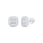 Radiant Brilliance: 10kt White Gold Baguette and Round Diamond Square Earrings - Splendid Jewellery