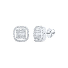 Load image into Gallery viewer, Radiant Brilliance: 10kt White Gold Baguette and Round Diamond Square Earrings - Splendid Jewellery