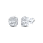 Radiant Brilliance: 10kt White Gold Baguette and Round Diamond Square Earrings - Splendid Jewellery