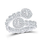 Radiant Brilliance | 10kt White Gold Baguette Diamond Circle Cuff Band Ring 1 Cttw - Splendid Jewellery