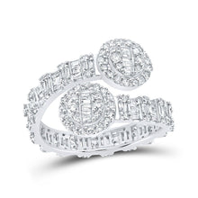 Load image into Gallery viewer, Radiant Brilliance | 10kt White Gold Baguette Diamond Circle Cuff Band Ring 1 Cttw - Splendid Jewellery