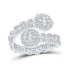 Radiant Brilliance | 10kt White Gold Baguette Diamond Circle Cuff Band Ring 1 Cttw - Splendid Jewellery