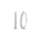 Radiant Brilliance: 10kt White Gold Baguette Diamond Hoop Earrings - Splendid Jewellery