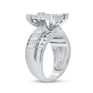 Radiant Brilliance: 10kt White Gold Cluster Diamond Wedding Ring - 1 - 1/2 Cttw - Splendid Jewellery