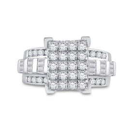 Radiant Brilliance: 10kt White Gold Cluster Diamond Wedding Ring - 1-1/2 Cttw - Alternate view 4 from Splendid Jewellery