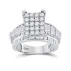 Radiant Brilliance: 10kt White Gold Cluster Diamond Wedding Ring - 1-1/2 Cttw - Alternate view 1 from Splendid Jewellery