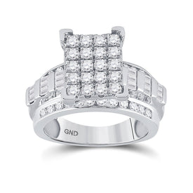Radiant Brilliance: 10kt White Gold Cluster Diamond Wedding Ring - 1-1/2 Cttw - Alternate view 1 from Splendid Jewellery