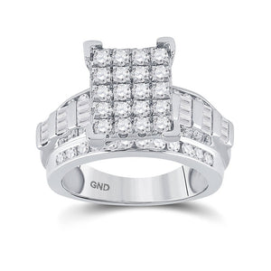 Radiant Brilliance: 10kt White Gold Cluster Diamond Wedding Ring - 1 - 1/2 Cttw - Splendid Jewellery