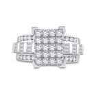 Radiant Brilliance: 10kt White Gold Cluster Diamond Wedding Ring - 1 - 1/2 Cttw - Splendid Jewellery