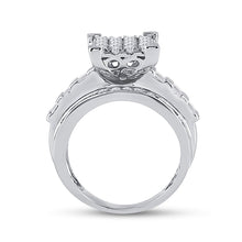 Load image into Gallery viewer, Radiant Brilliance: 10kt White Gold Cluster Diamond Wedding Ring - 1-1/2 Cttw - Alternate view 3 from Splendid Jewellery