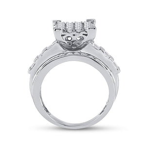 Radiant Brilliance: 10kt White Gold Cluster Diamond Wedding Ring - 1 - 1/2 Cttw - Splendid Jewellery