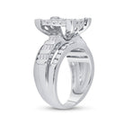 Radiant Brilliance: 10kt White Gold Cluster Diamond Wedding Ring - 1 - 1/2 Cttw - Splendid Jewellery