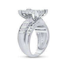 Load image into Gallery viewer, Radiant Brilliance: 10kt White Gold Cluster Diamond Wedding Ring - 1 - 1/2 Cttw - Splendid Jewellery