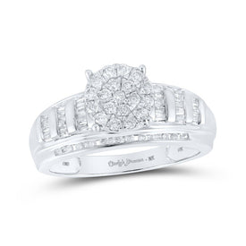 Radiant Brilliance: 10kt White Gold Diamond Cluster Bridal Wedding Engagement Ring - Splendid Jewellery
