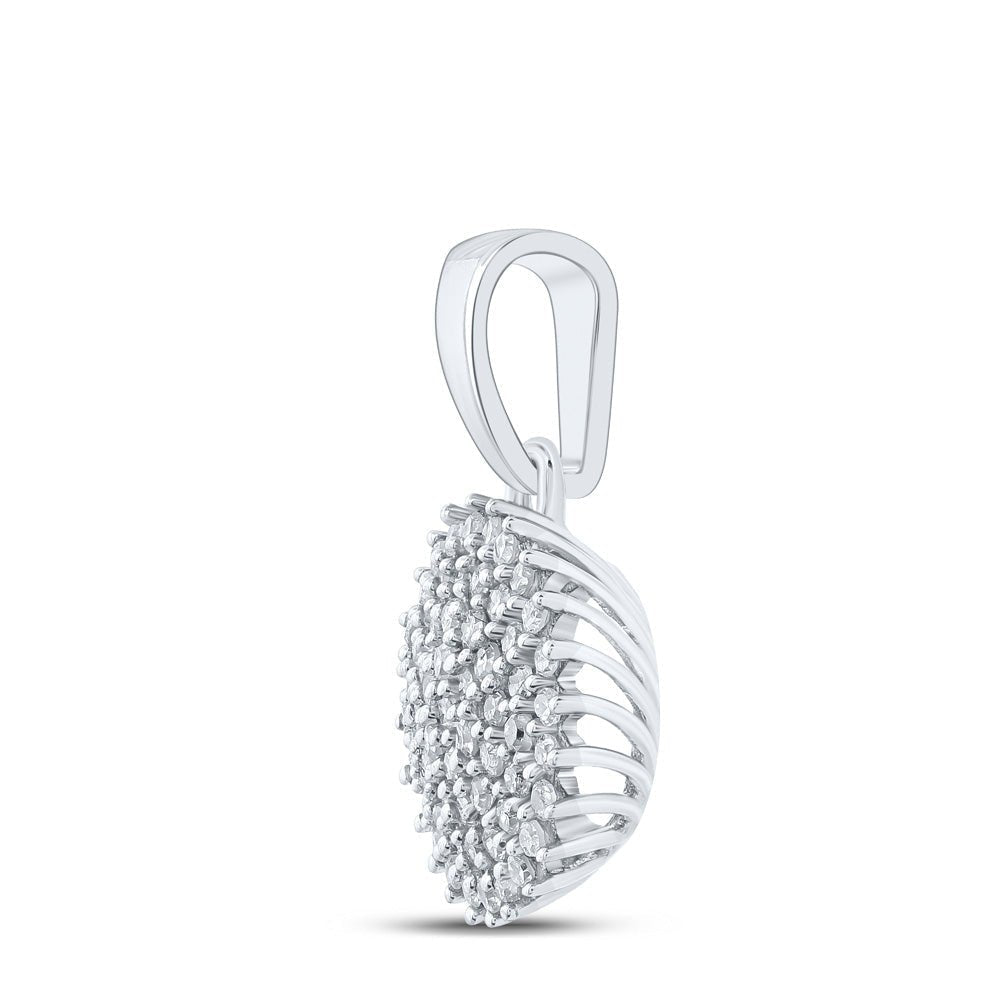 Radiant Brilliance: 10kt White Gold Diamond Cluster Pendant 1/5 Cttw - Splendid Jewellery