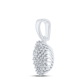 Radiant Brilliance: 10kt White Gold Diamond Cluster Pendant 1/5 Cttw - Splendid Jewellery