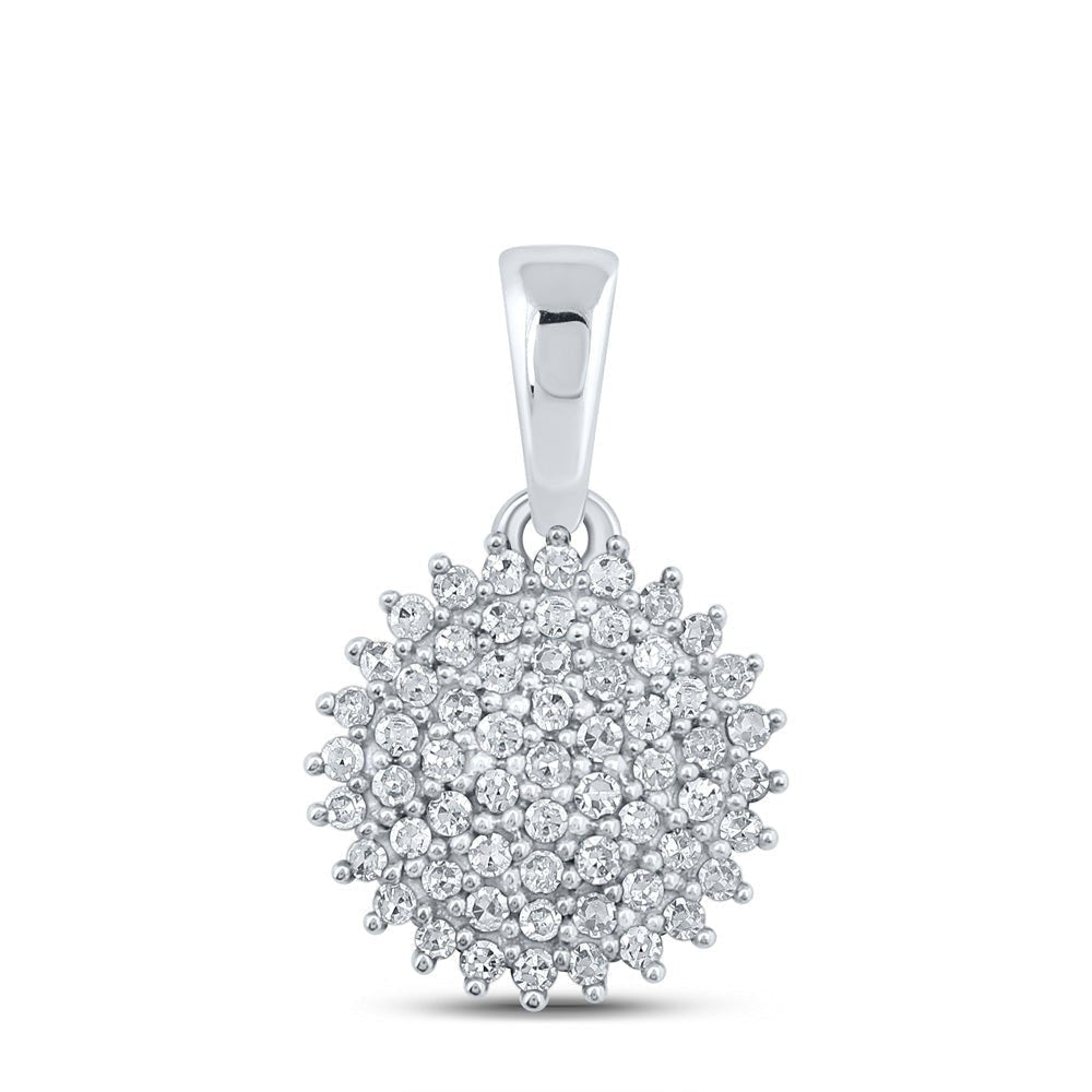 Radiant Brilliance: 10kt White Gold Diamond Cluster Pendant 1/5 Cttw - Splendid Jewellery