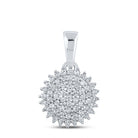 Radiant Brilliance: 10kt White Gold Diamond Cluster Pendant 1/5 Cttw - Splendid Jewellery