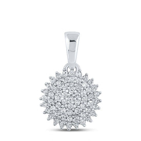 Radiant Brilliance: 10kt White Gold Diamond Cluster Pendant 1/5 Cttw - Splendid Jewellery