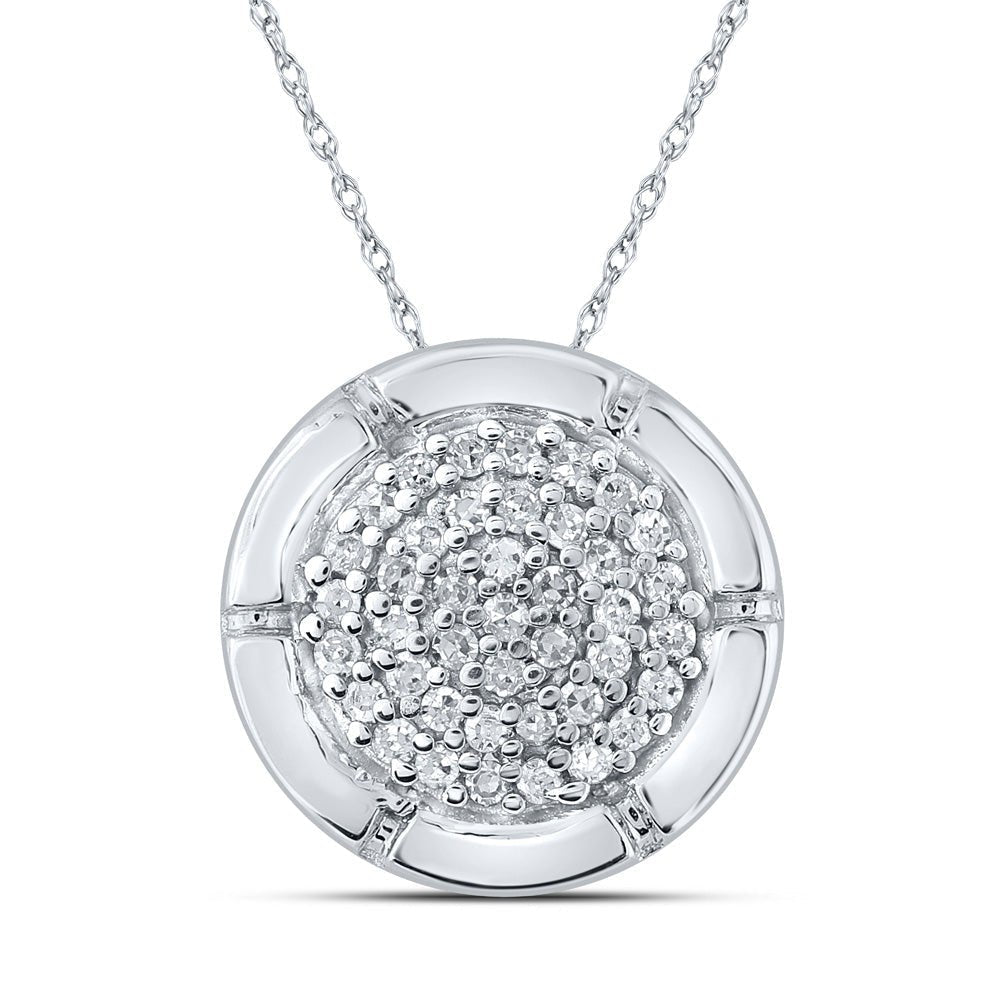 Radiant Brilliance: 10kt White Gold Diamond Cluster Pendant 1/6 Cttw - Splendid Jewellery