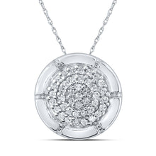 Load image into Gallery viewer, Radiant Brilliance: 10kt White Gold Diamond Cluster Pendant 1/6 Cttw - Splendid Jewellery