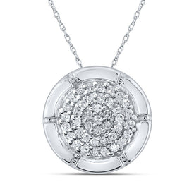 Radiant Brilliance: 10kt White Gold Diamond Cluster Pendant 1/6 Cttw - Splendid Jewellery
