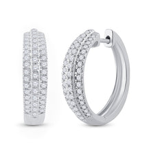 Load image into Gallery viewer, Radiant Brilliance 10kt White Gold Diamond Hoop Earrings  Side View from Splendid Jewellery