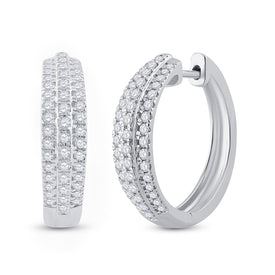 Radiant Brilliance 10kt White Gold Diamond Hoop Earrings  Side View from Splendid Jewellery