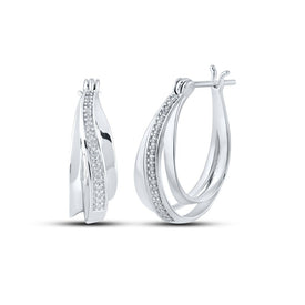 Radiant Brilliance: 10kt White Gold Diamond Hoop Earrings - Splendid Jewellery
