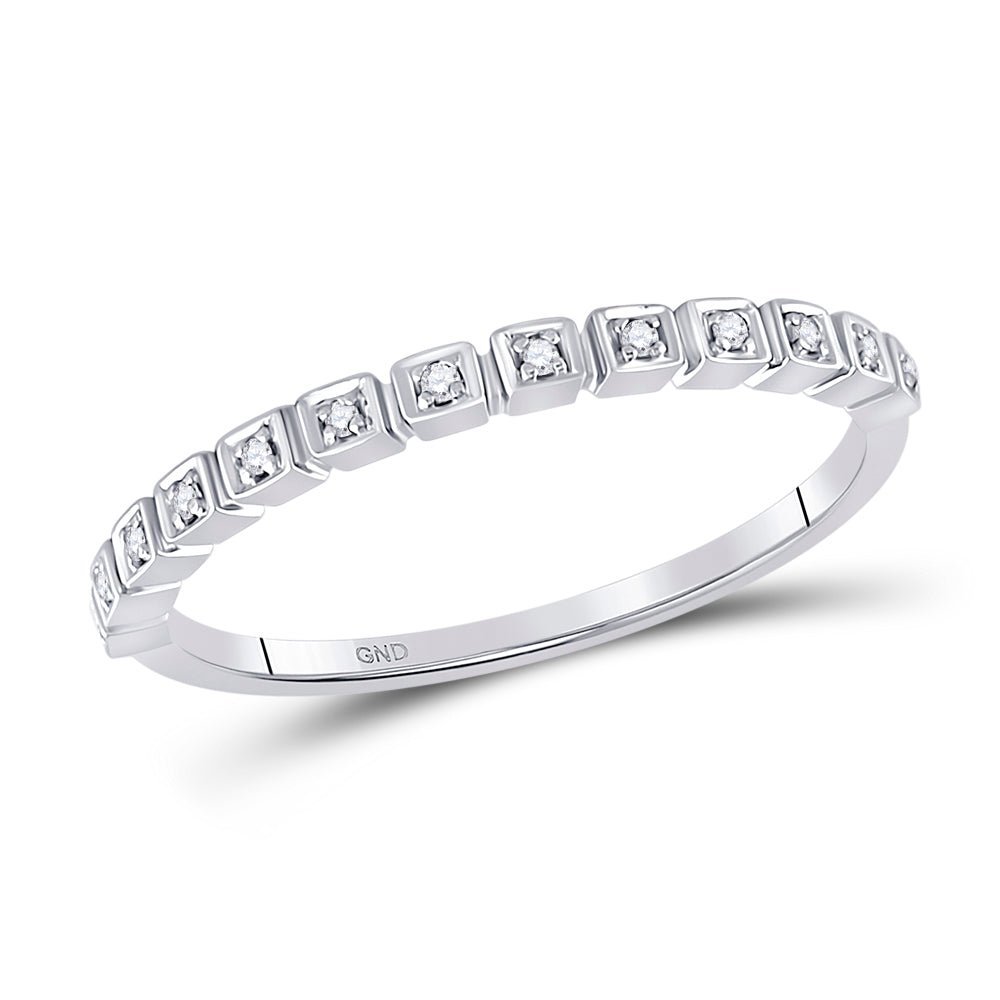 Radiant Brilliance: 10kt White Gold Diamond Stackable Band Ring - Splendid Jewellery