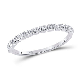 Radiant Brilliance: 10kt White Gold Diamond Stackable Band Ring - Splendid Jewellery