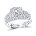 Radiant Brilliance 10kt White Gold Halo Diamond Bridal Wedding Ring Band Set - Splendid Jewellery