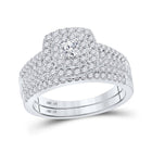 Radiant Brilliance 10kt White Gold Halo Diamond Bridal Wedding Ring Band Set - Splendid Jewellery
