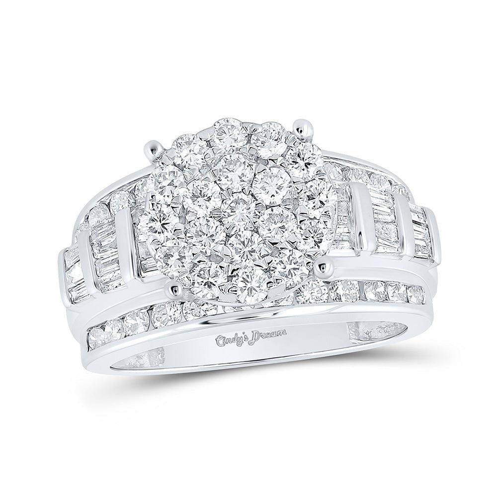 Radiant Brilliance: 10kt White Gold Round Diamond Cluster Bridal Wedding Engagement Ring 2 Cttw - Splendid Jewellery