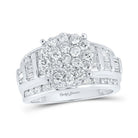 Radiant Brilliance: 10kt White Gold Round Diamond Cluster Bridal Wedding Engagement Ring 2 Cttw - Splendid Jewellery