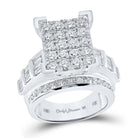 Radiant Brilliance: 10kt White Gold Round Diamond Cluster Bridal Wedding Engagement Ring - Splendid Jewellery