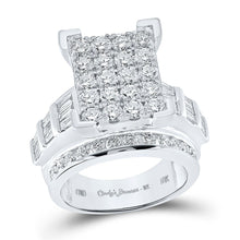 Load image into Gallery viewer, Radiant Brilliance: 10kt White Gold Round Diamond Cluster Bridal Wedding Engagement Ring - Splendid Jewellery