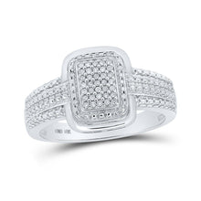 Load image into Gallery viewer, Radiant Brilliance: 10kt White Gold Round Diamond Cluster Ring 1/10 Cttw - Splendid Jewellery