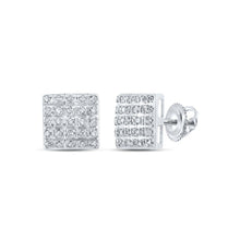 Load image into Gallery viewer, Radiant Brilliance: 10kt White Gold Square Diamond Earrings - Splendid Jewellery
