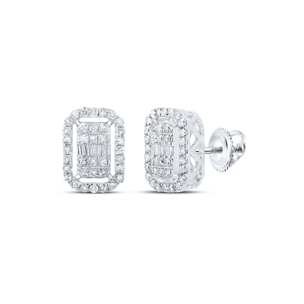 Radiant Brilliance: 10kt White Gold Women's Rectangle Diamond Earrings - Splendid Jewellery