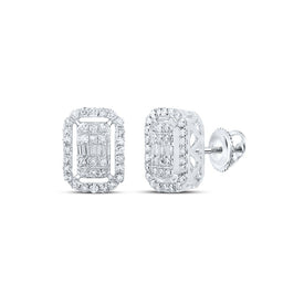 Radiant Brilliance: 10kt White Gold Women's Rectangle Diamond Earrings - Splendid Jewellery